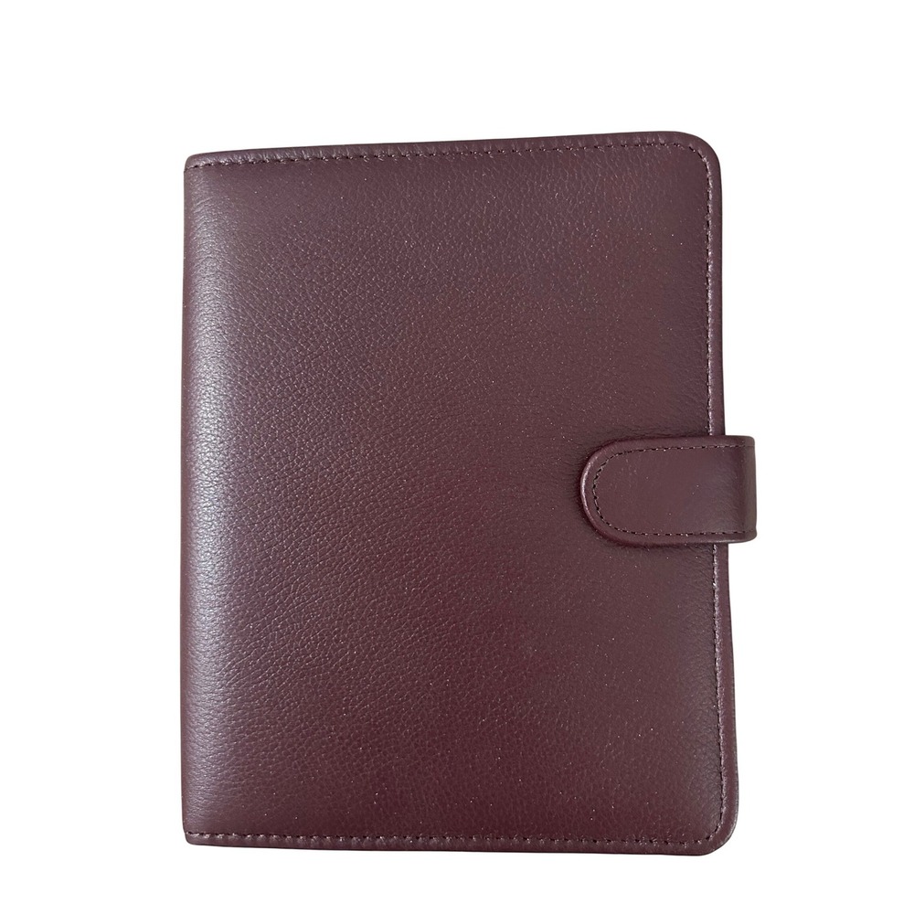 Franklin Planner Compact Sewn Leather I" Snap Binder Burgundy 18730 FCP865-59‎